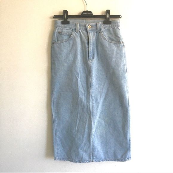 Vintage Light Blue Denim Midi Skirt - Picture 3 of 7